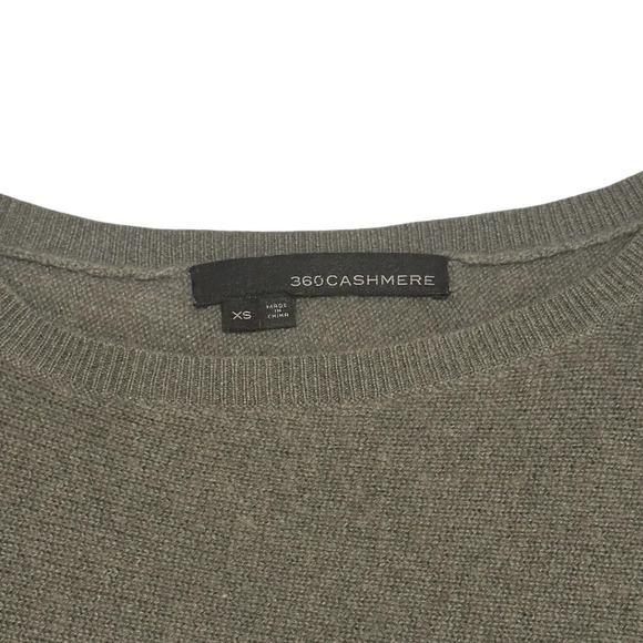 360 Cashmere Asymmetric Split Hem Long Sleeve Cashmere Sweater Green Women’s XS - Picture 4 of 5